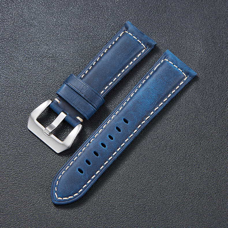 Crazy Horse Brushed Genuine Leather Watch Band Strap 20/22/24/26mm for Panerai