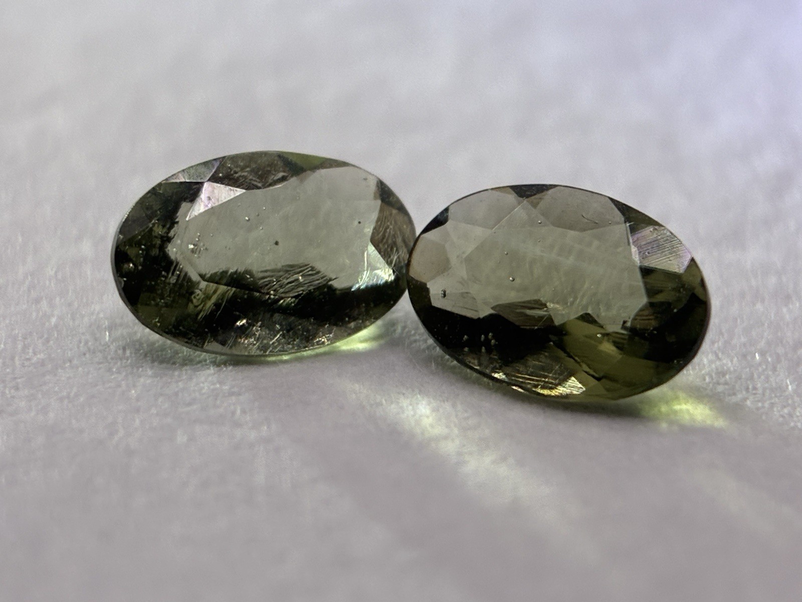 Moldavite 6×4 mm Oval Cut Loose Gemstone Matching Set Czech Republic 2 Pieces