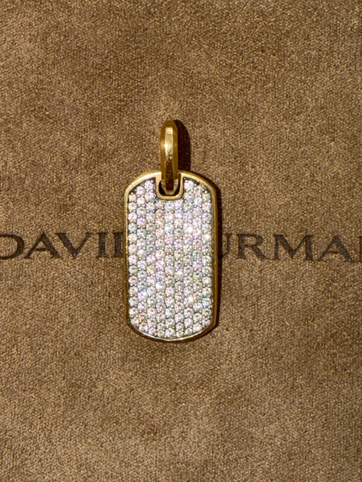 David Yurman Chevron Tag 18K Yellow Gold with Diamonds, 27mm