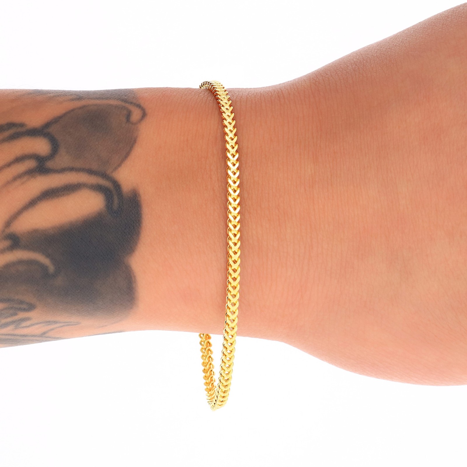 10k Yellow Gold 1.5mm-6mm Franco Box Bracelet Chain Men Women 7″ 7.5″ 8″ 8.5″ 9″