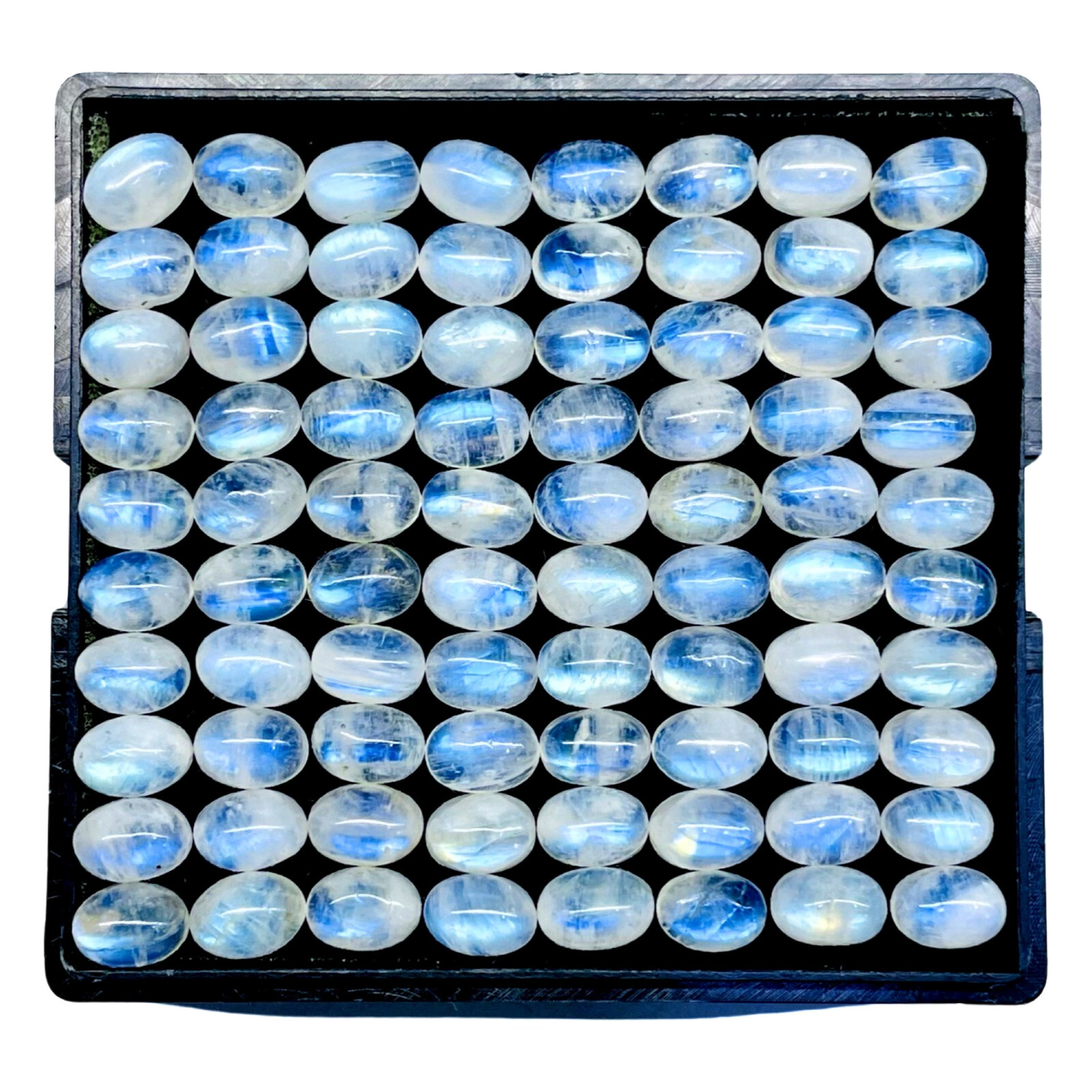 100 Pcs Natural Rainbow Moonstone 7x5mm Oval Loose Cabochon Gemstones Lot