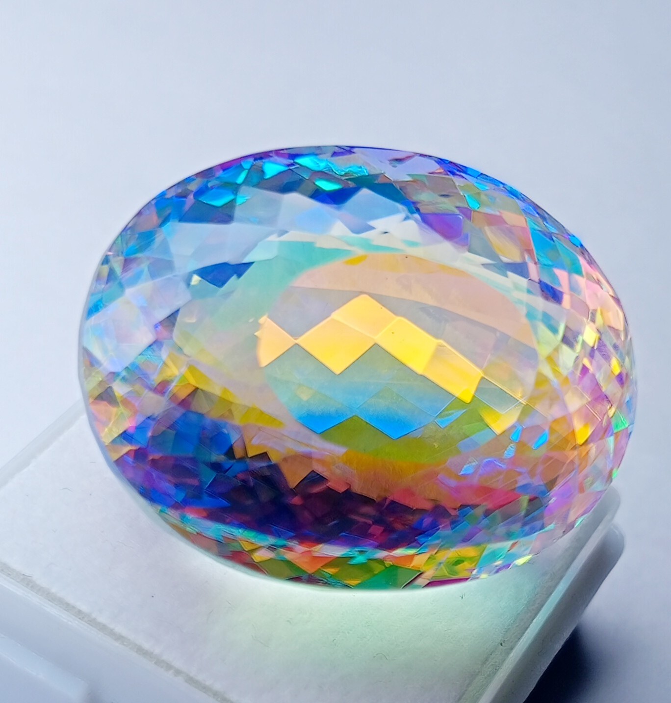 Mystic Topaz Natural Rainbow Certified Oval Cut 61.50Ct Loose Gemstone AAA