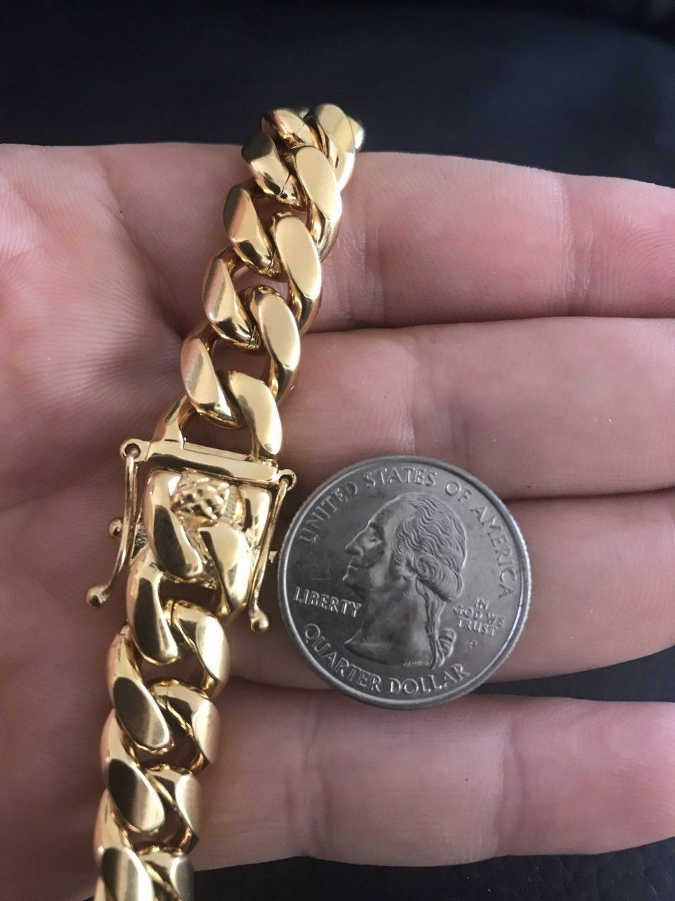 12mm Men’s Miami Cuban Link Bracelet & Chain Set 18k Gold Plated Stainless Steel