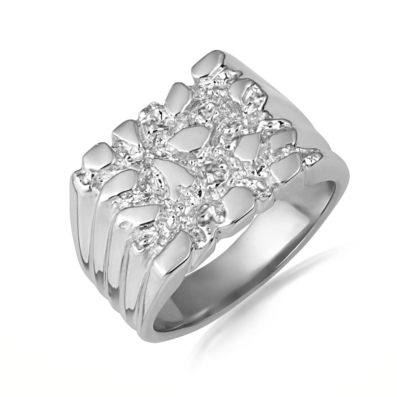 .925 Sterling Silver Men’s Elegant Nugget Ring