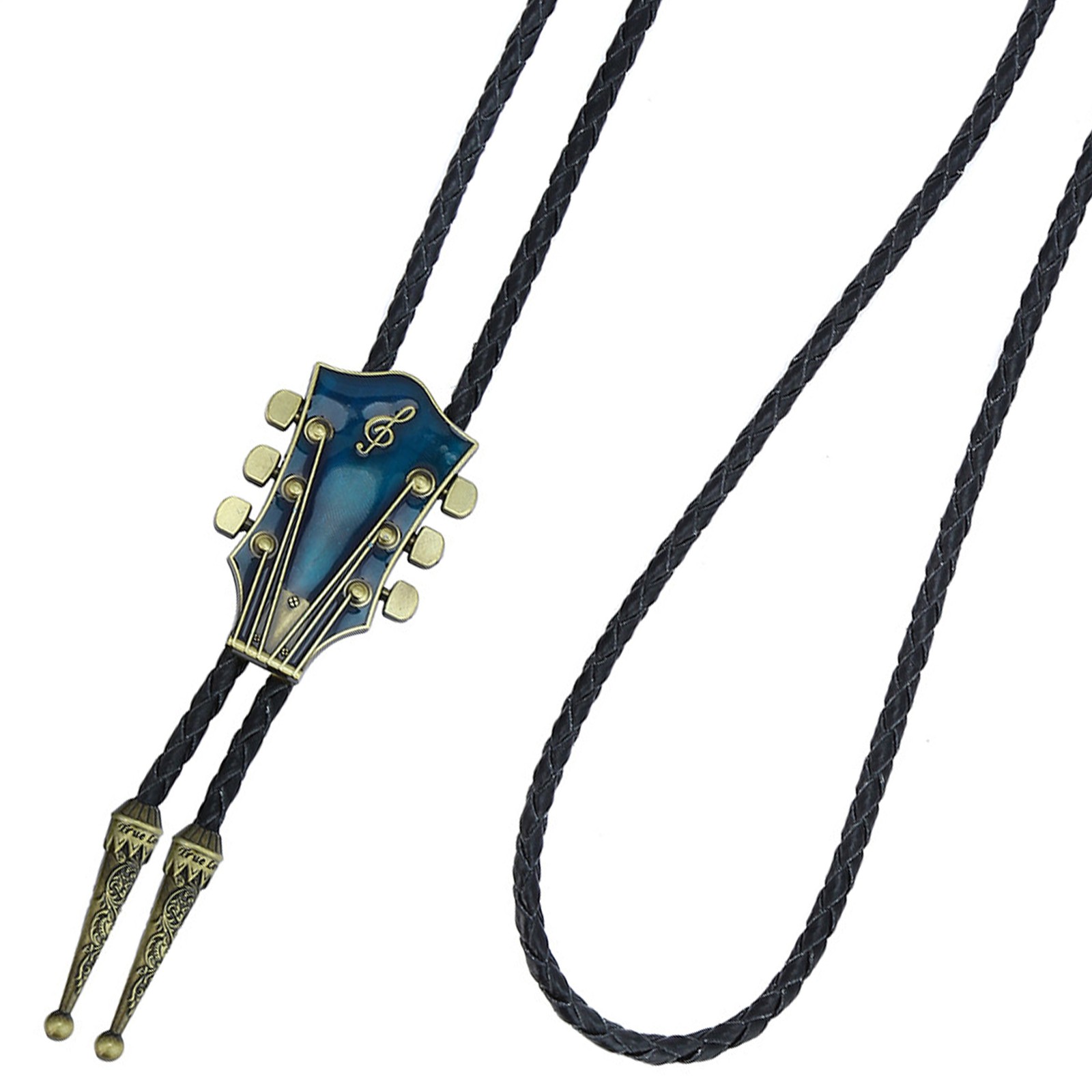 Mens Bolo Tie Vintage Western Cowboy GUITAR Alloy Necklace PU Rope Party Wedding