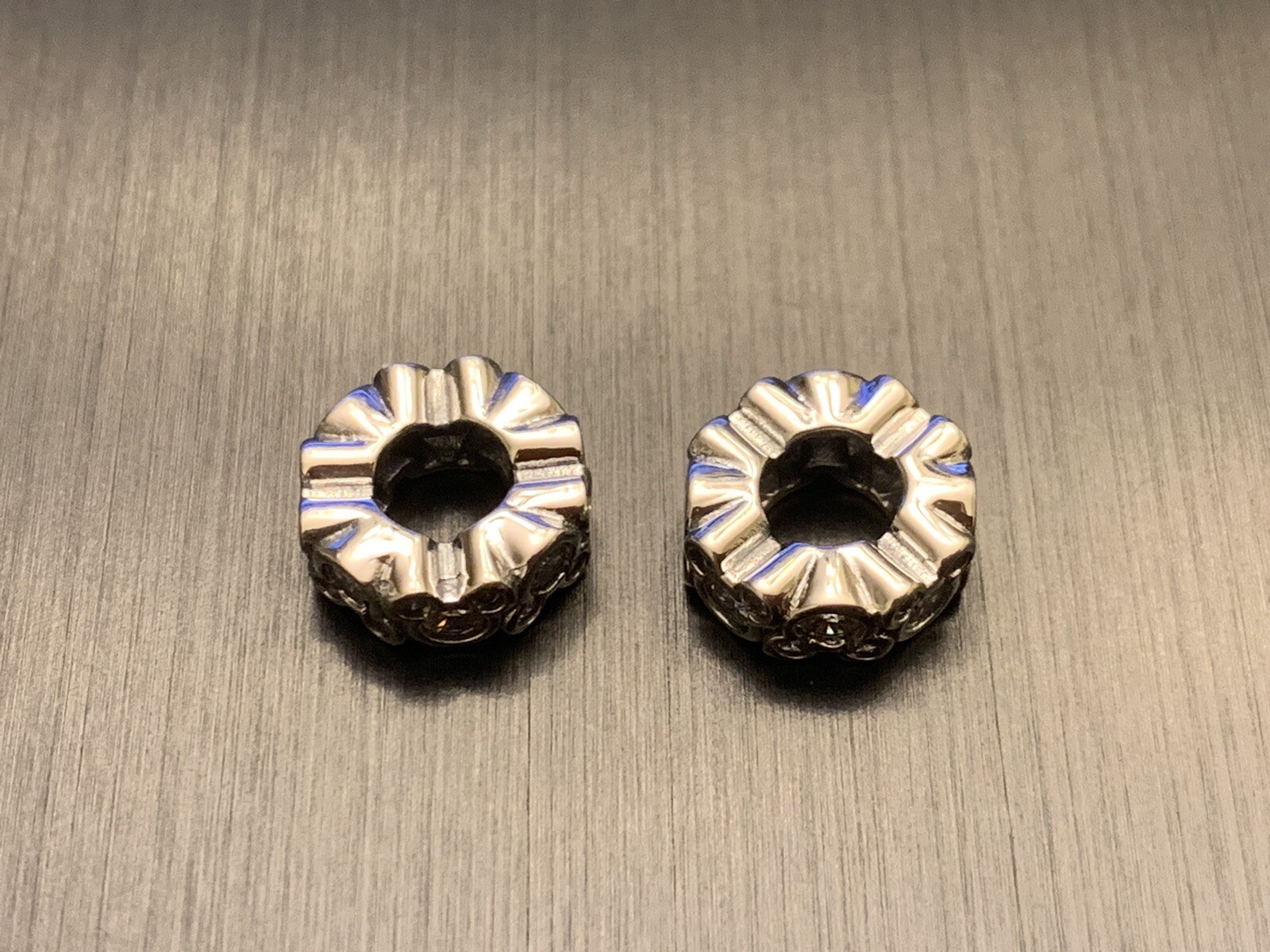 -SET OF 2- Genuine Pandora Silver Disney Mickey All Around Spacer Charm 791456CZ