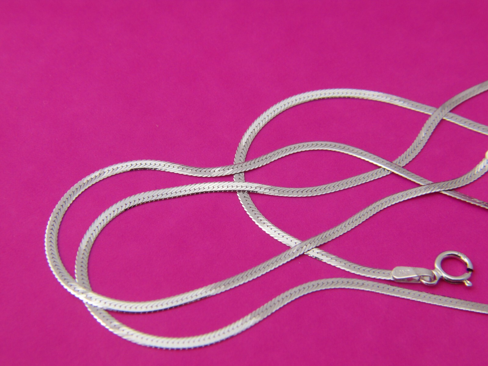 10k white gold herringbone Necklace real 10kt white gold Italian Necklace