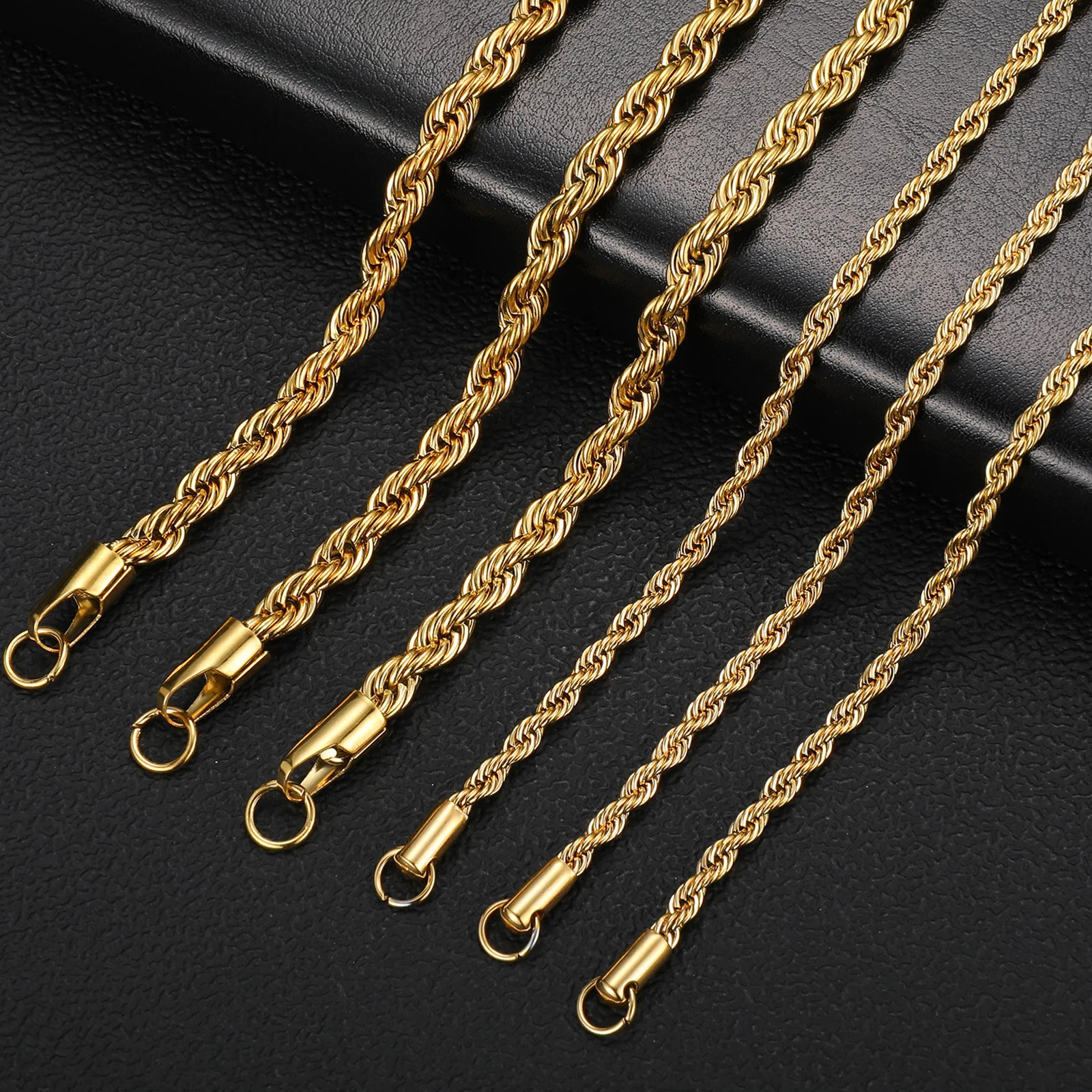2/3/4/5/6 MM Rope Chain Necklaces For Men Women Twisted Sigapore Links Choker Ba