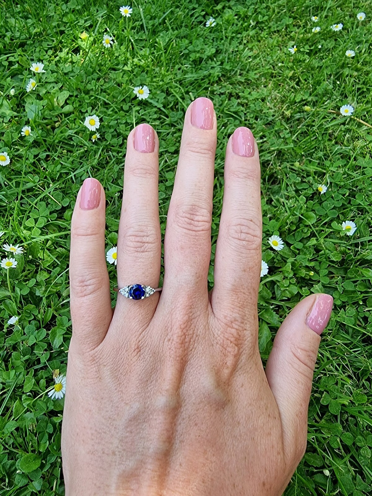 2.30 Ct Round Cut Natural Sapphire Diamond Engagement Ring 14K White Gold Size 6