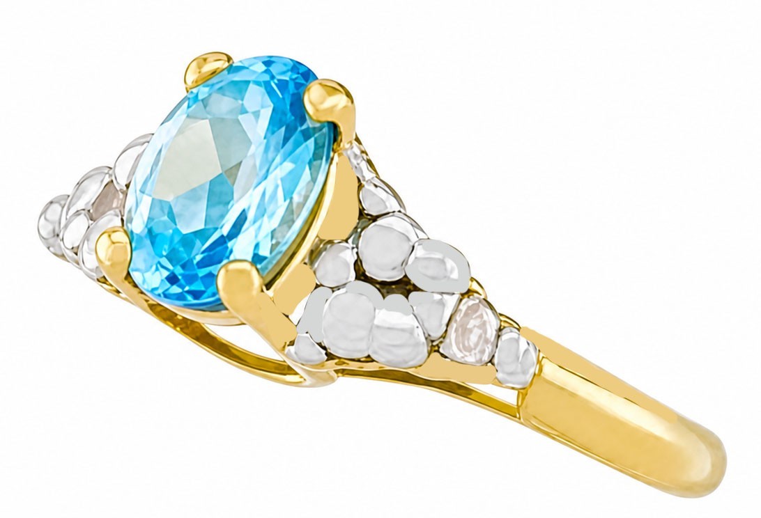 GENUINE 0.62 Cts BLUE TOPAZ & DIAMONDS RING 10K GOLD – Free Appraisal Service