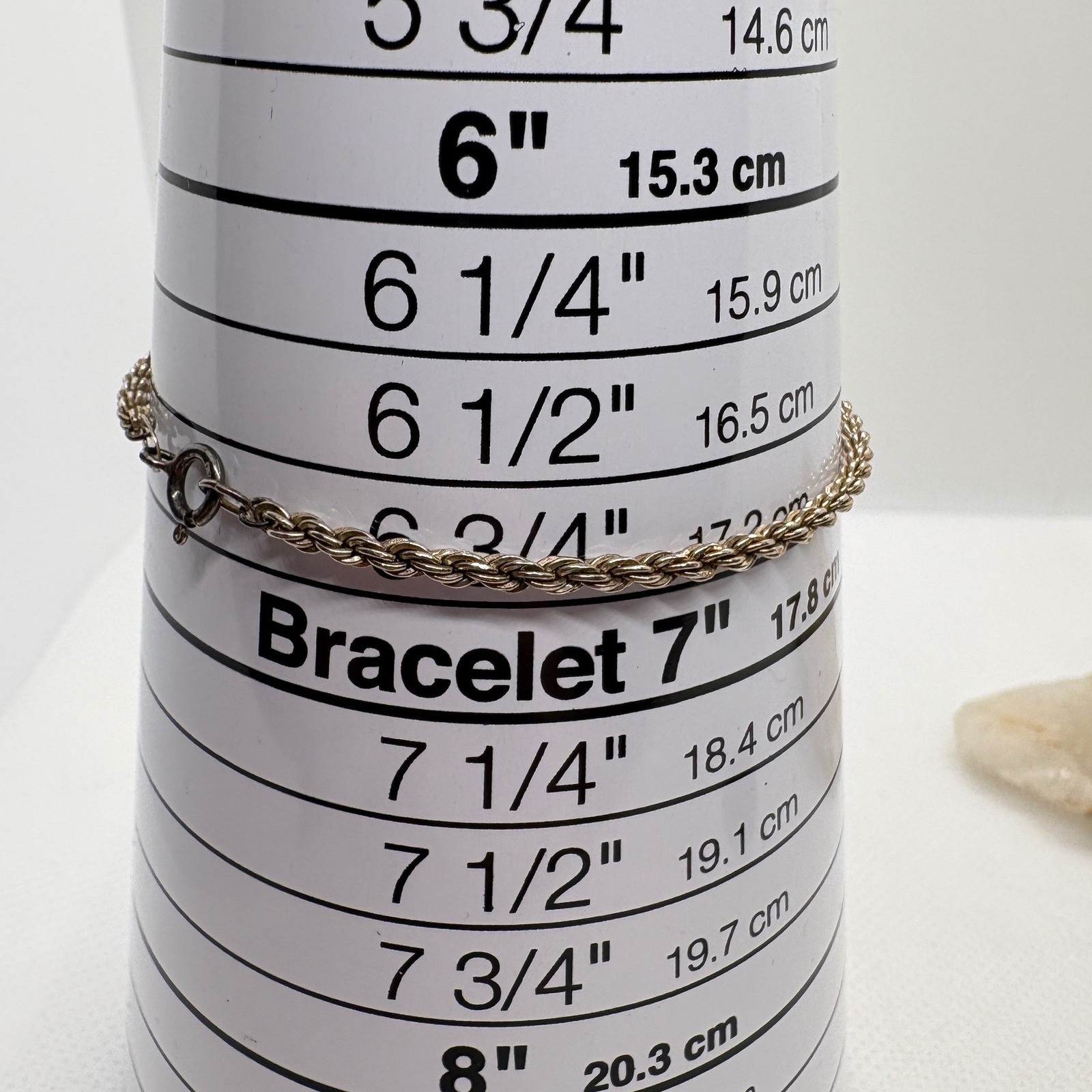 Sterling Silver Rope Chain Bracelet 7 Inch 925 Twisted Link 3.30g Vintage Style