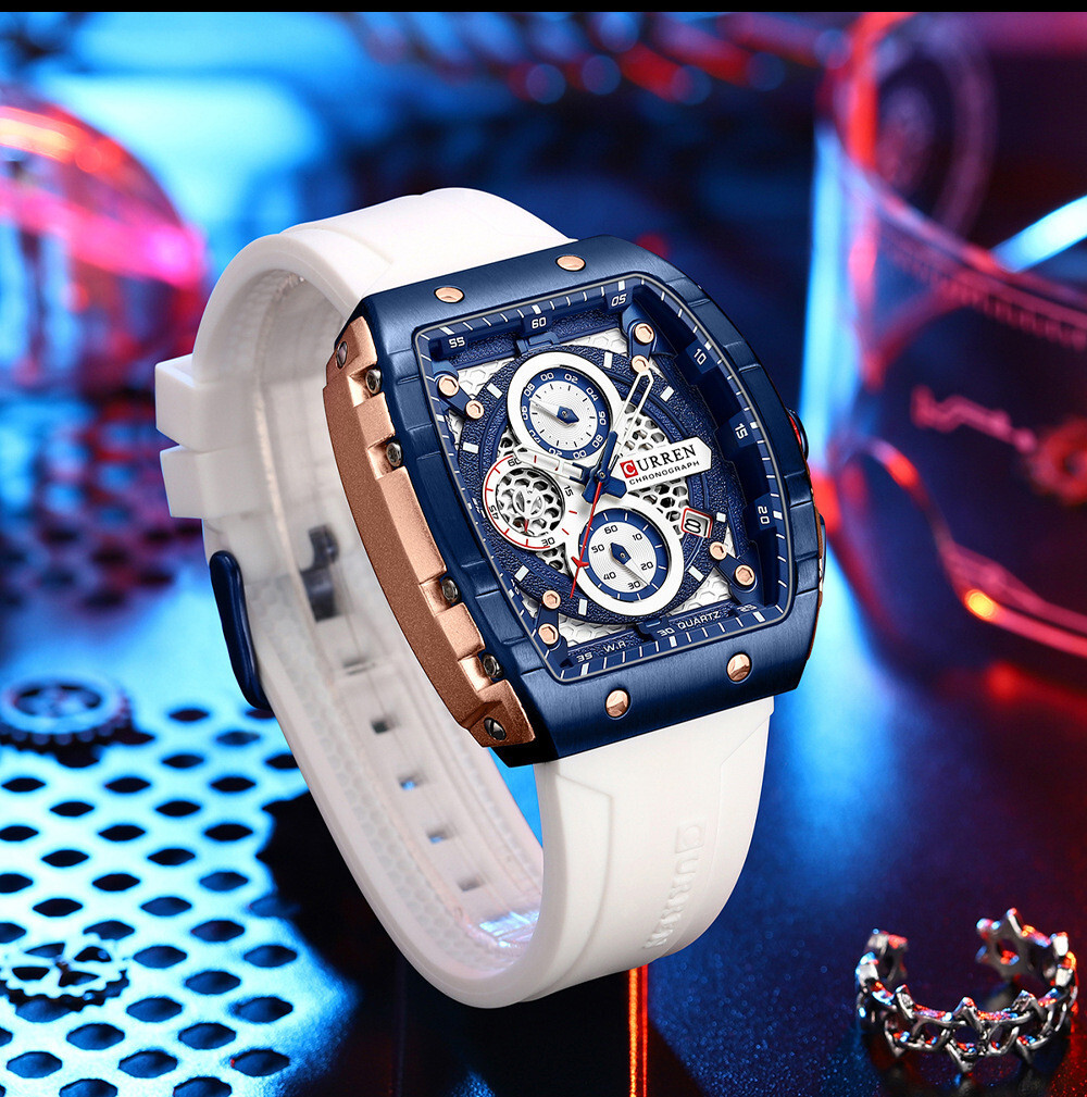 CURREN Men Sport Watch Brand Silicone Wristwatch Big Case Male Quartz Watches