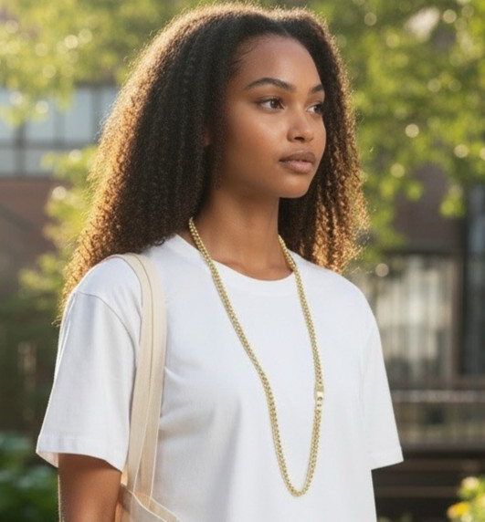 Fallon ? 36″ Heavy Goldplated Chain Necklace Magnetic Closure Cuban Link Style