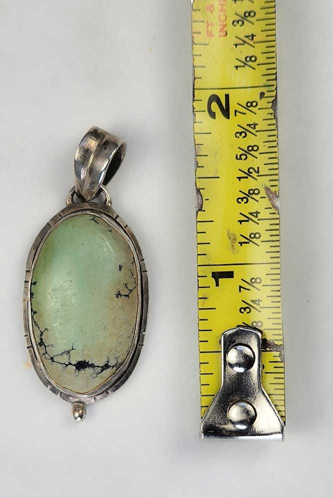 Handmade .925 Sterling Silver Light Turquoise Pendant 1.75″ Nepal Artisan
