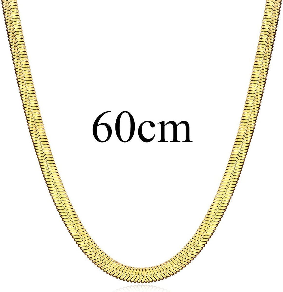 Gold Tone Clavicle Chain Flat Snake Bone Herringbone Choker Neck Necklace Chain