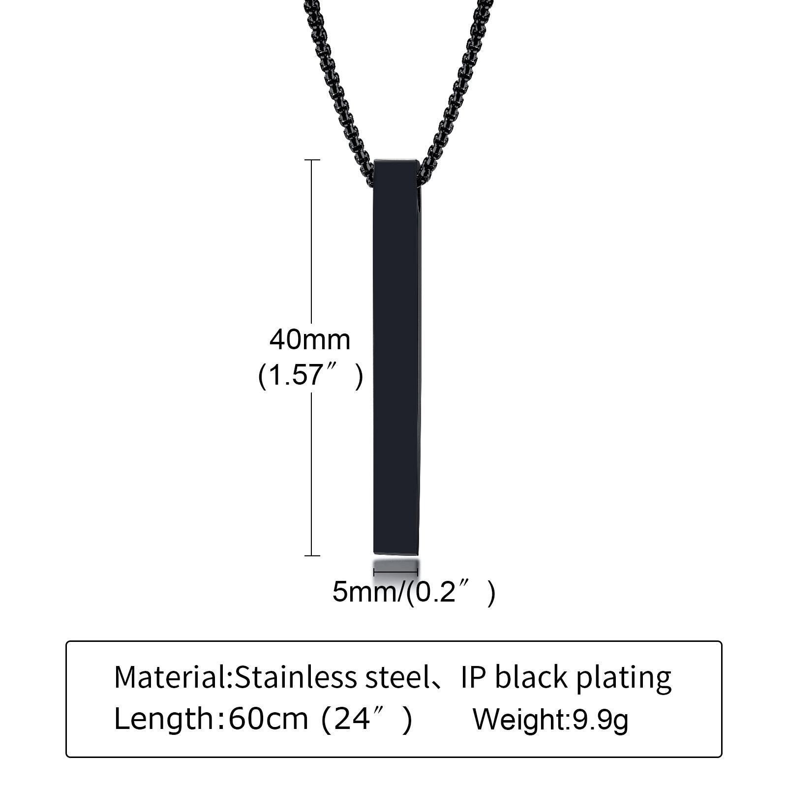 5mm Pillar Bar Necklace Men Women Stainless Steel Minimalist Unisex Pendant