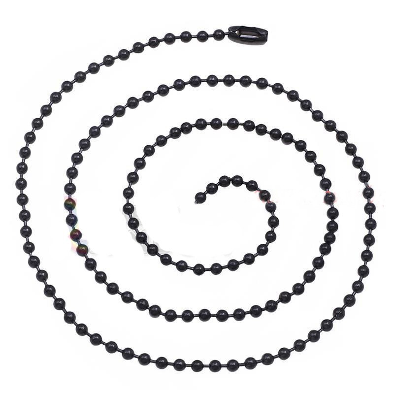 1.5-12mm Men Stainless Steel Round Ball Bead Chain Black Necklace Bracelet Link