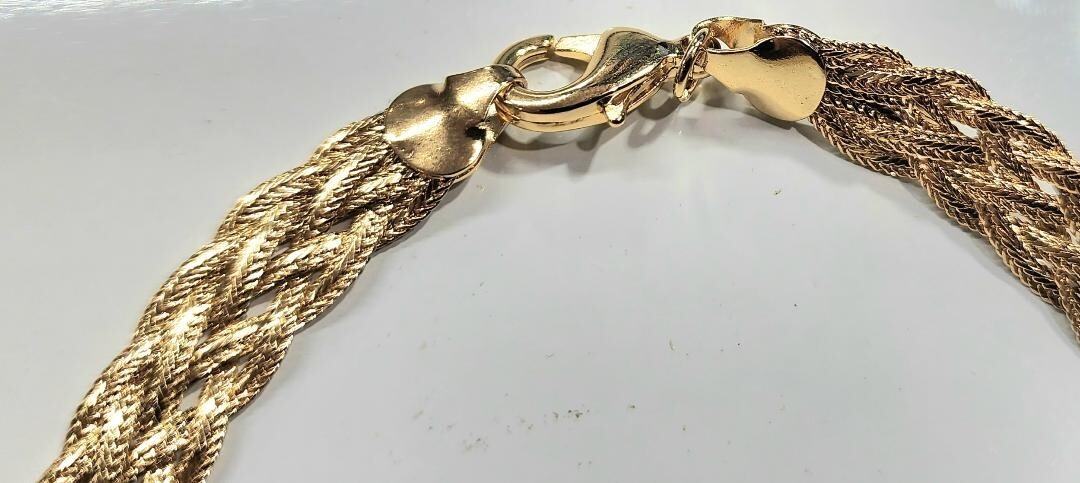 Gold Filled Braided Ankle Bracelet 9.75 inch Long