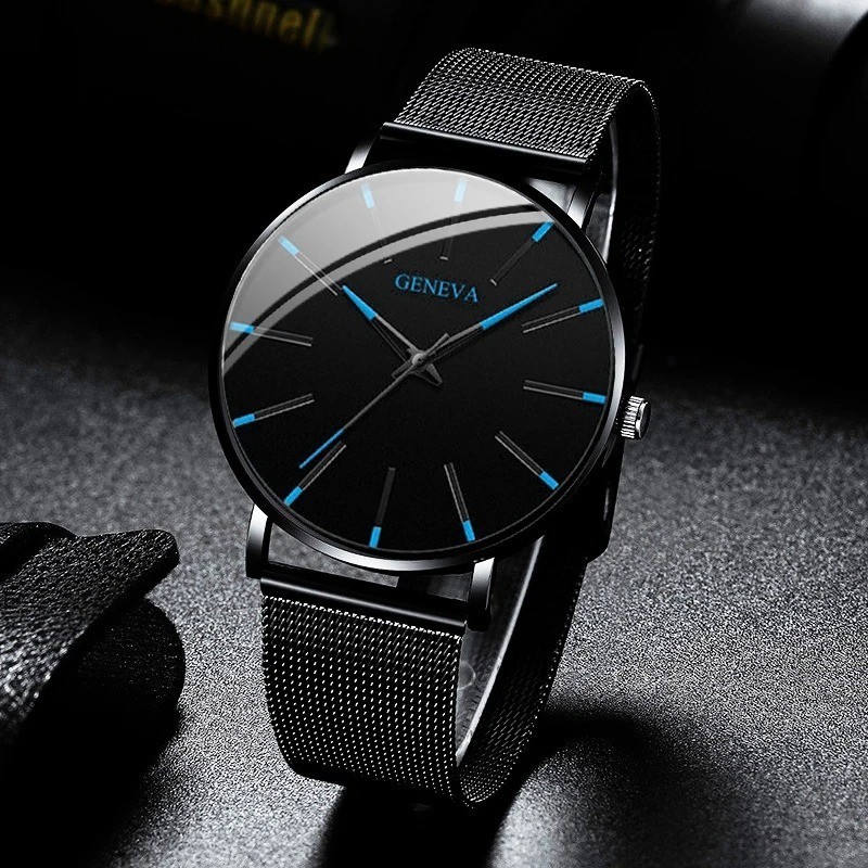 Ultra Thin Men’s Quartz Watch Steel Mesh Band Business Wristwatch Luxury