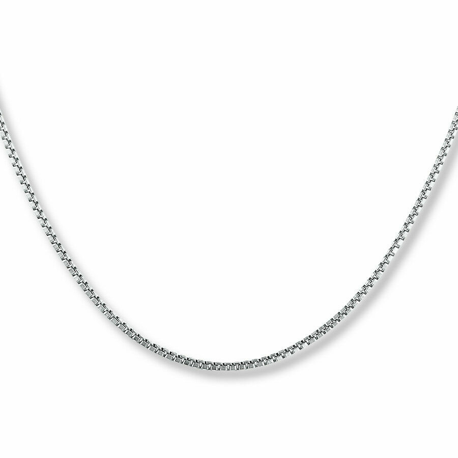 Solid Sterling Silver BOX Chain Necklace 0.5mm Stamped 925 Made In Italy