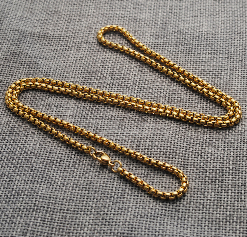Women Men Black Gold Silver Stainless Steel 2mm Round Box Chain Necklace 12-32″