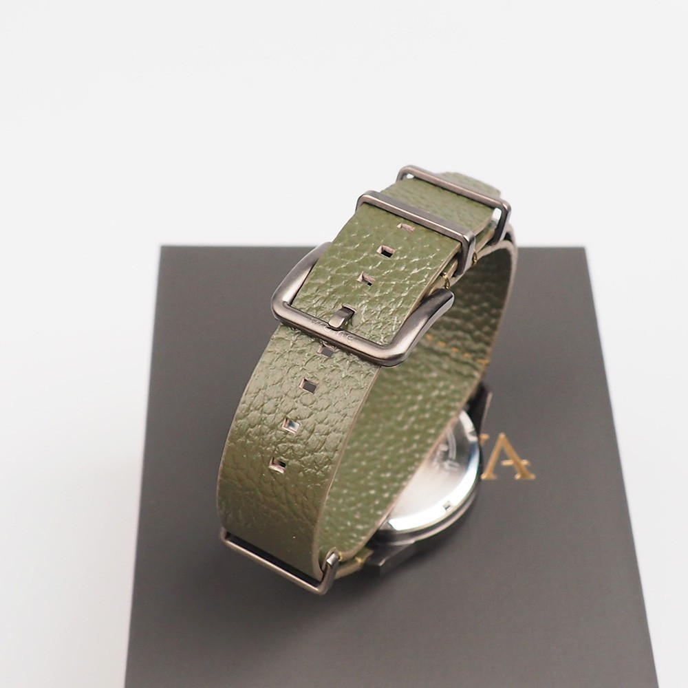 Men’s Bulova Military Hack Black Dial Green Leather Strap Automatic Watch 98A255