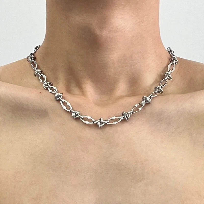 1pc Y2k Hip Hop Titanium Steel Geometric Necklace for Man Woman Punk Irregular S