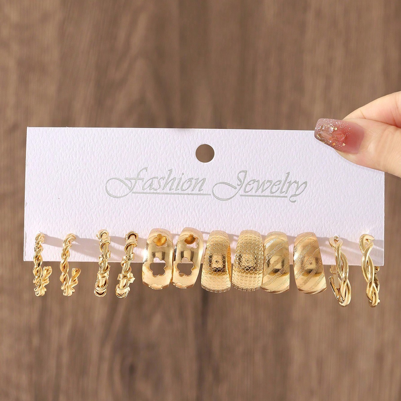24 Pair Women’s Golden Hoop Shaped Earring Set Fashion Pendant Ear Studs
