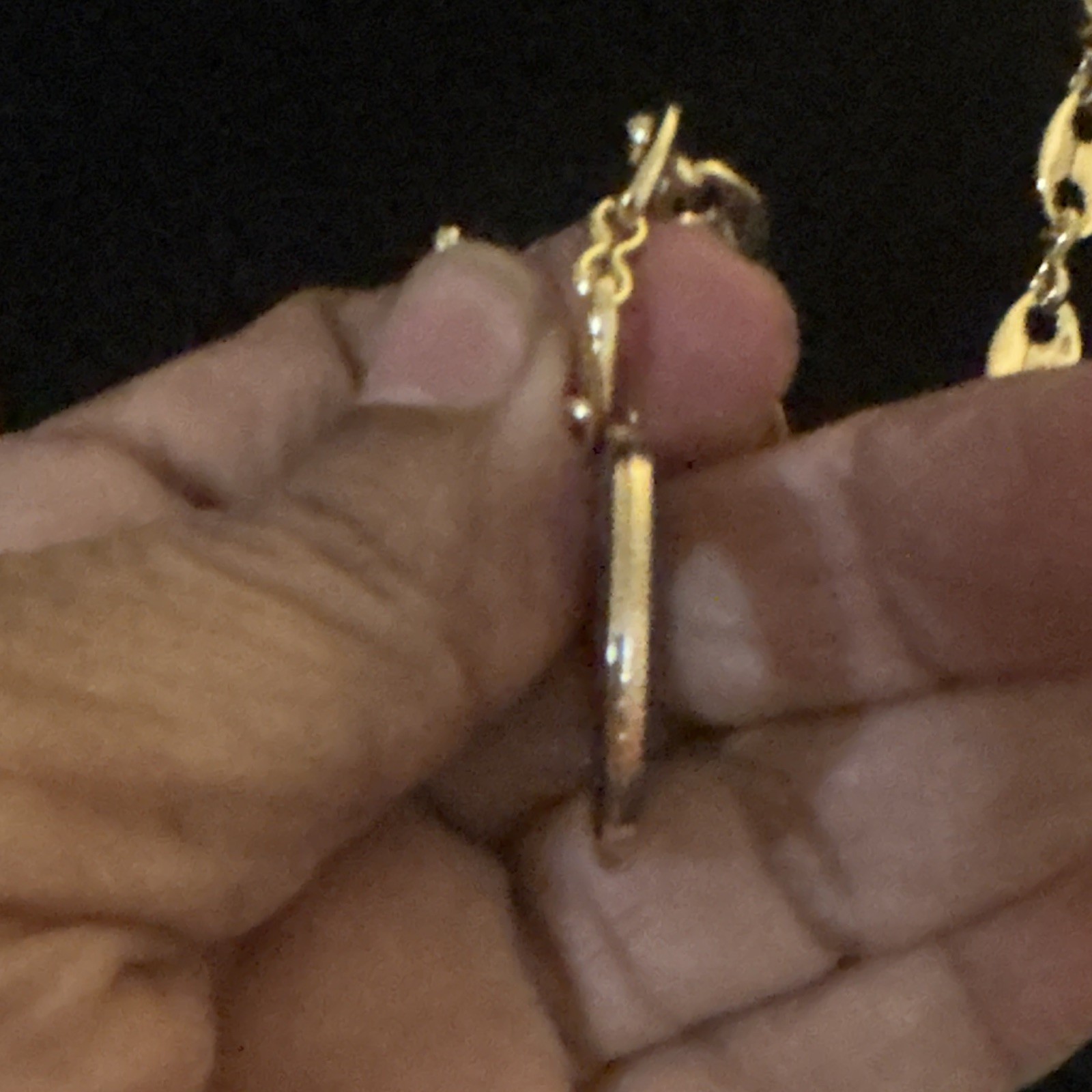 20” Italy Gold-Tone Rolo Chain Necklace Round Ring Charm Pendant No Stone Metal