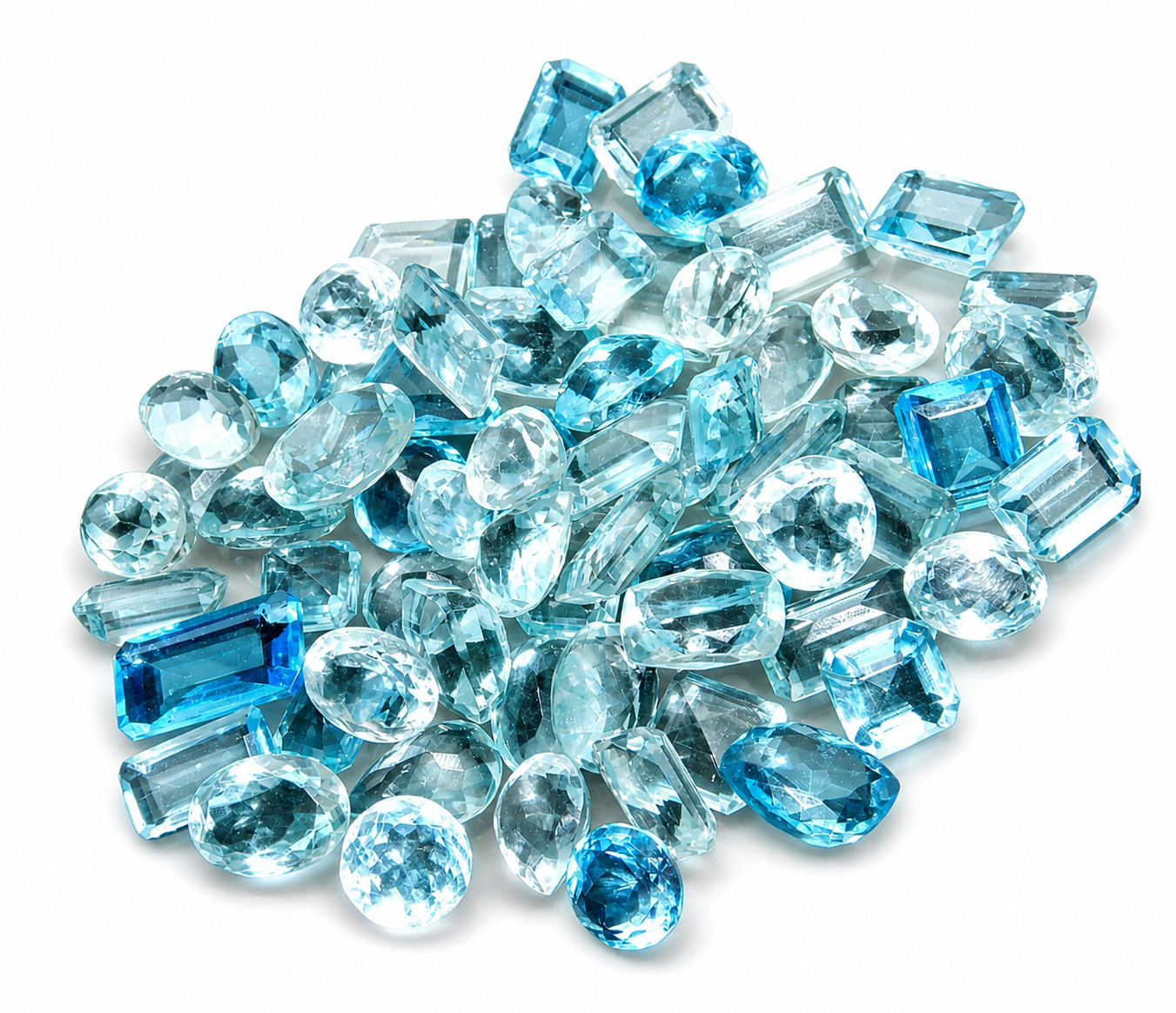 CERTIFIED 100 Ct Natural Blue Aquamarine Mix Shape Rare Mix Lot Loose Gemstone