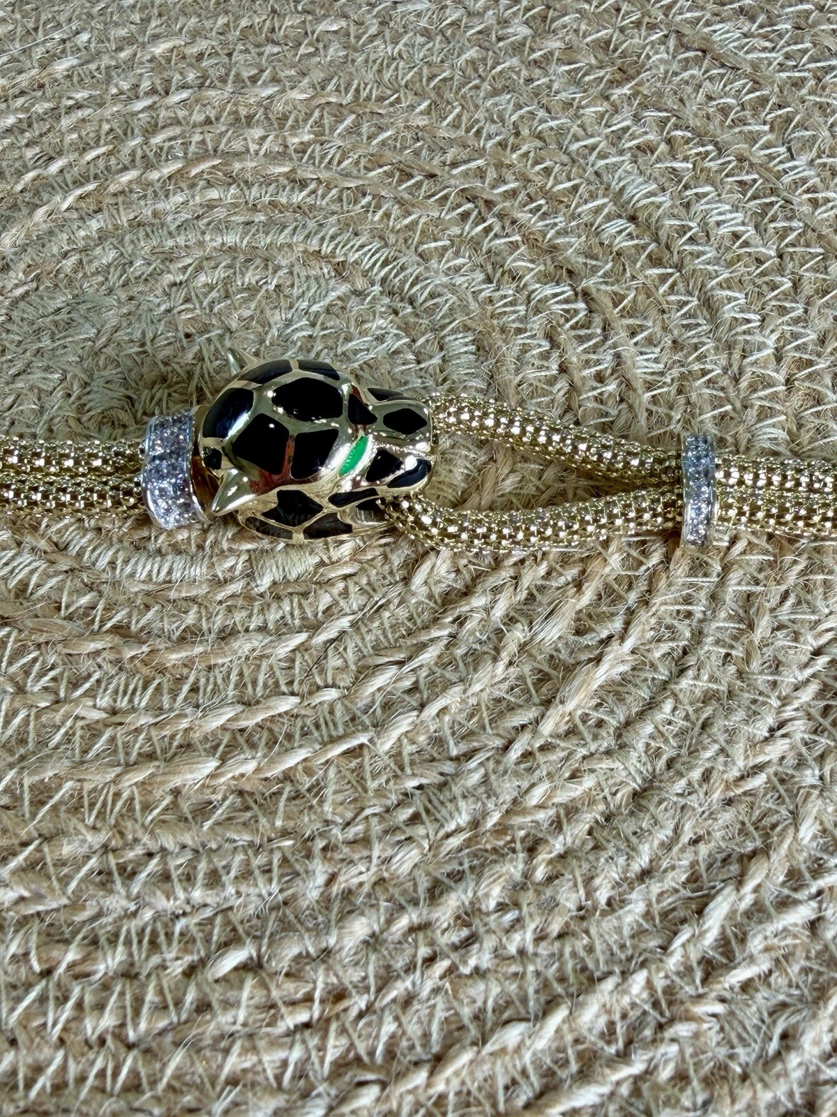 Women’s Modern 14kt Yellow Gold CZ Panther Bracelet 13.3 g, 7.5”