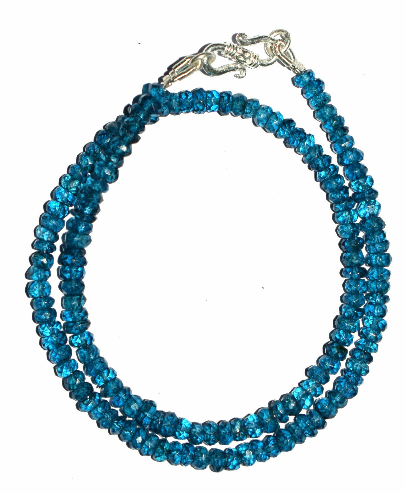 16″inch Necklace Natural London Blue Topaz Rondelle Faceted 4-4.5mm, 925 Silver