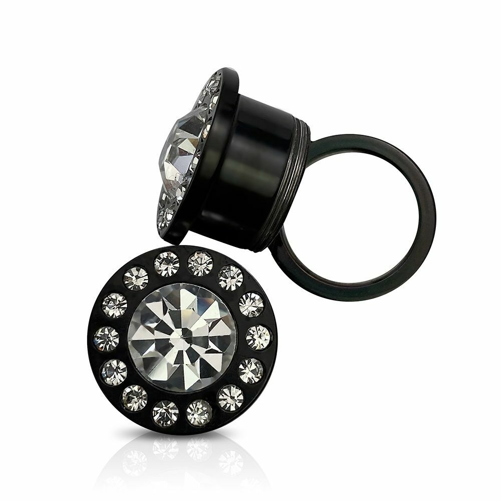 CZ Centered Black Surgical Steel Screw Fit Plugs- Sold as a Pair
