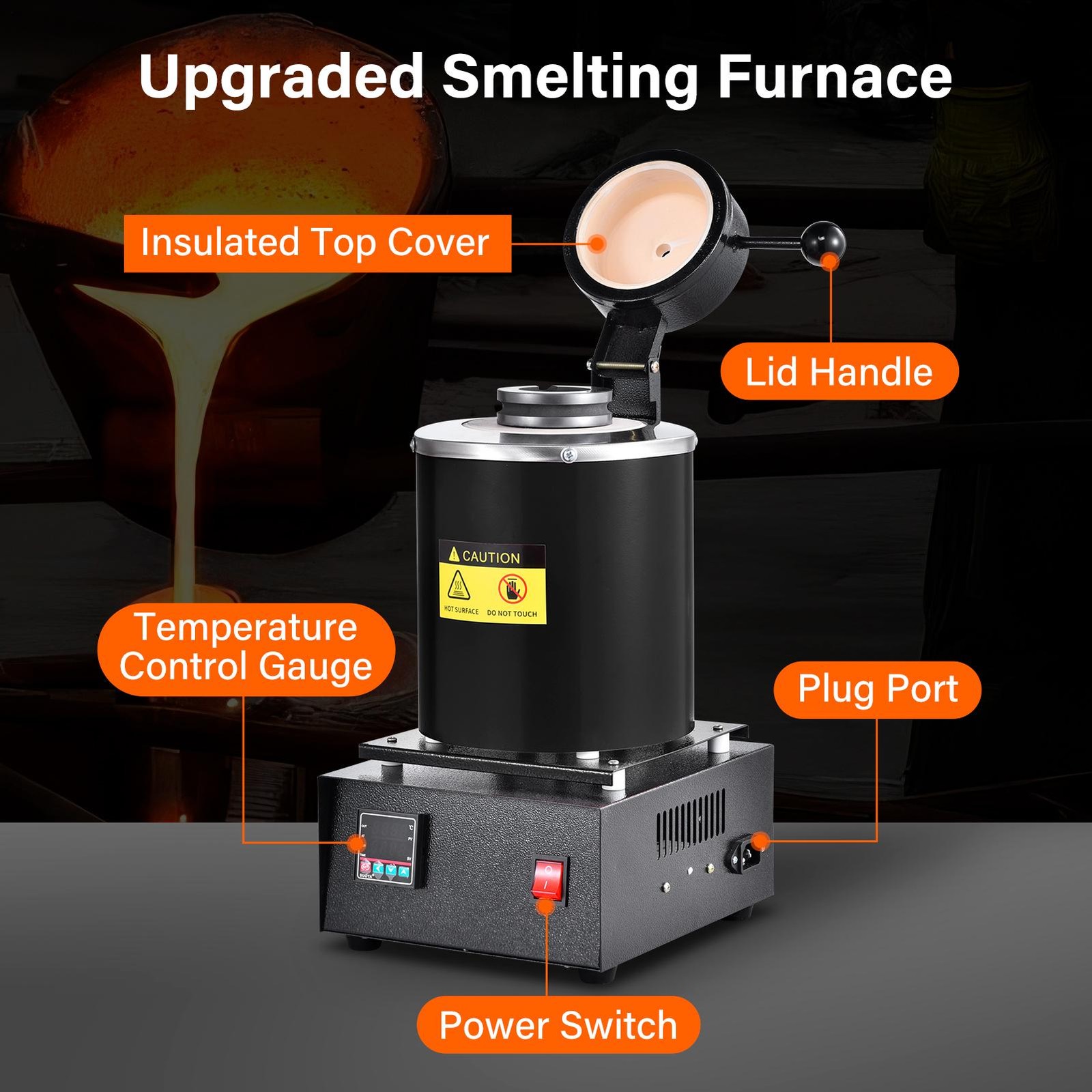 3KG Electric Melting Furnace Gold Metal Smelter 2102℉ Crucible Ingot Mold