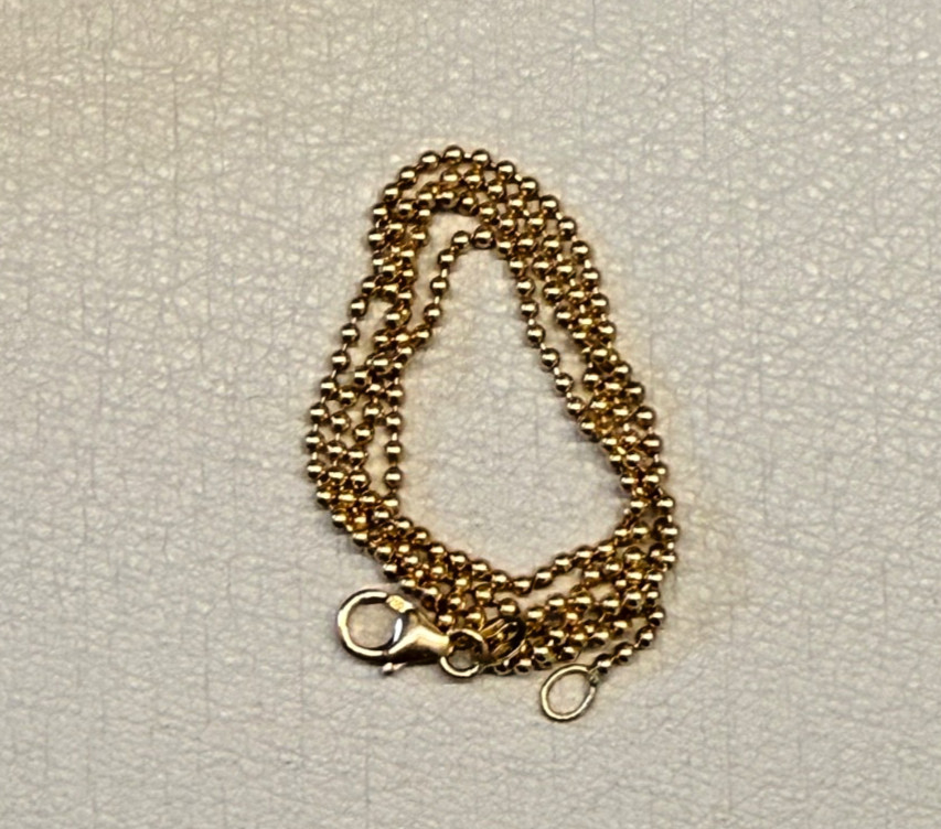 UnoAErre 18K Yellow Gold Ball Chain Necklace 15.25” 3.89g 750 Italy 1.5mm