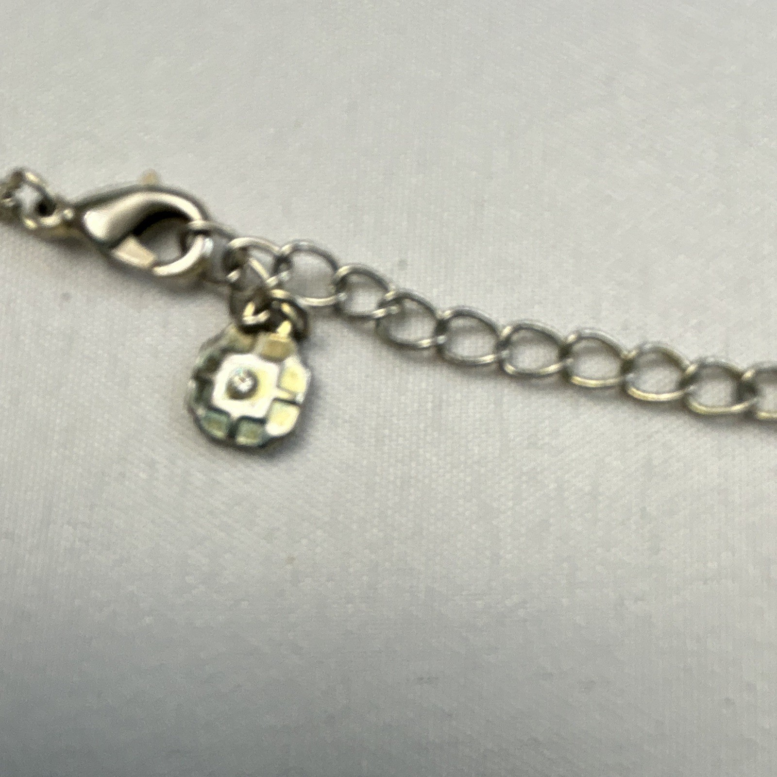 Silver Tone Cable Chain Necklace Gold Crystal Cluster Stations, Adjustable
