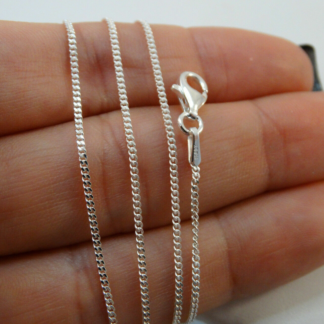 S925 Sterling Silver Curb Cuban Men’s Women’s 1.8MM Chain Necklace 925 Italy