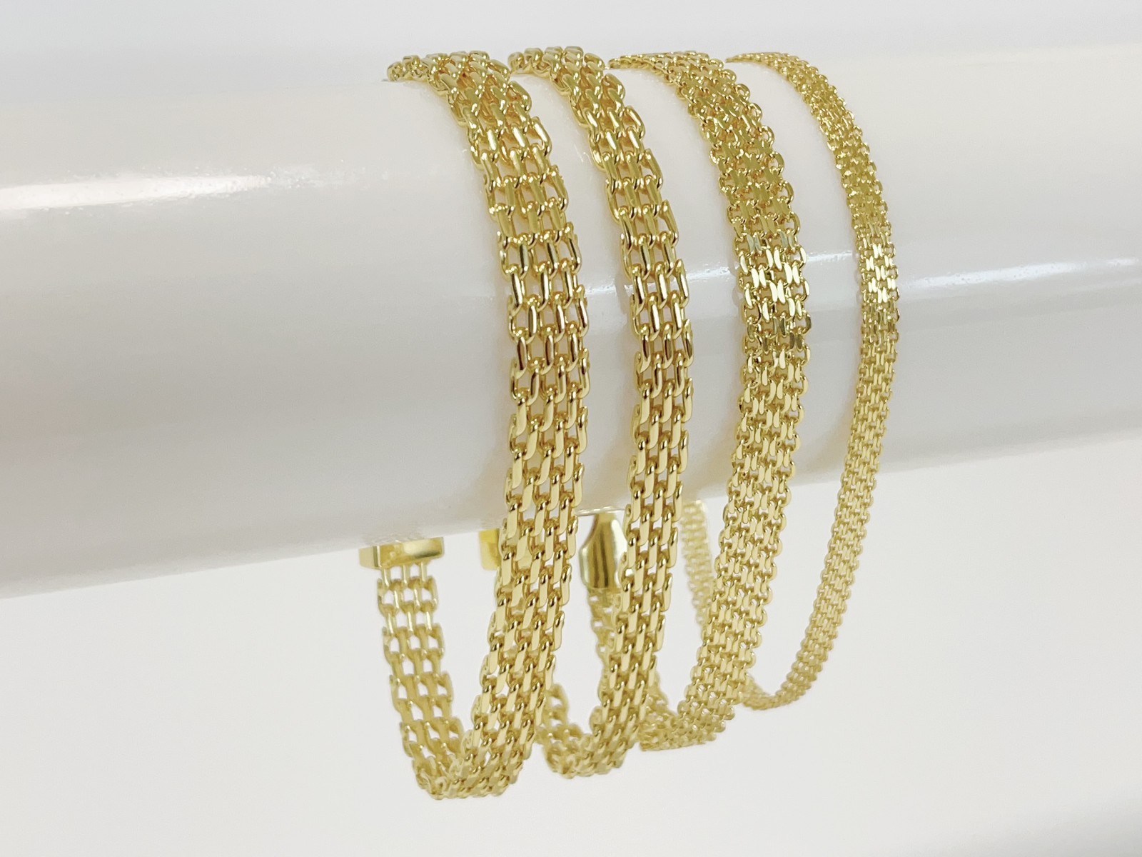 14k Yellow Gold 7″-8.5″ 8mm 6mm 4.7mm Bismark Link Chain Anklet Bracelet