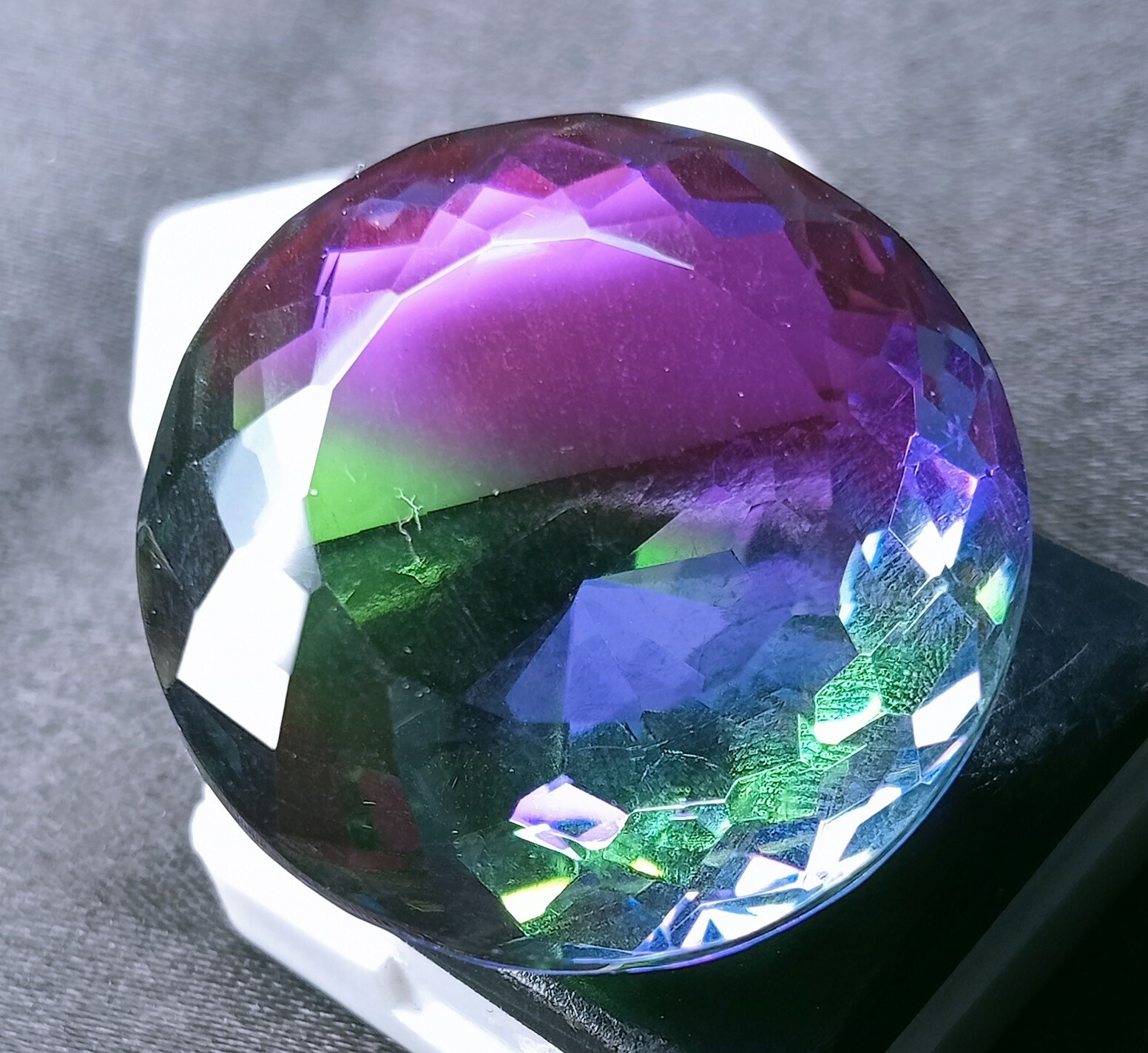Natural Large Size Tourmaline Bi-Color Round Cut Certified 90.75 Ct Gemstone