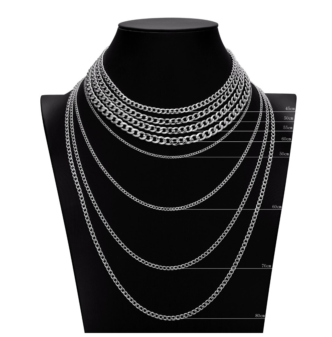 Stainless Steel 20 Inch 50 cm 2.1 mm Cuban Curb Chain