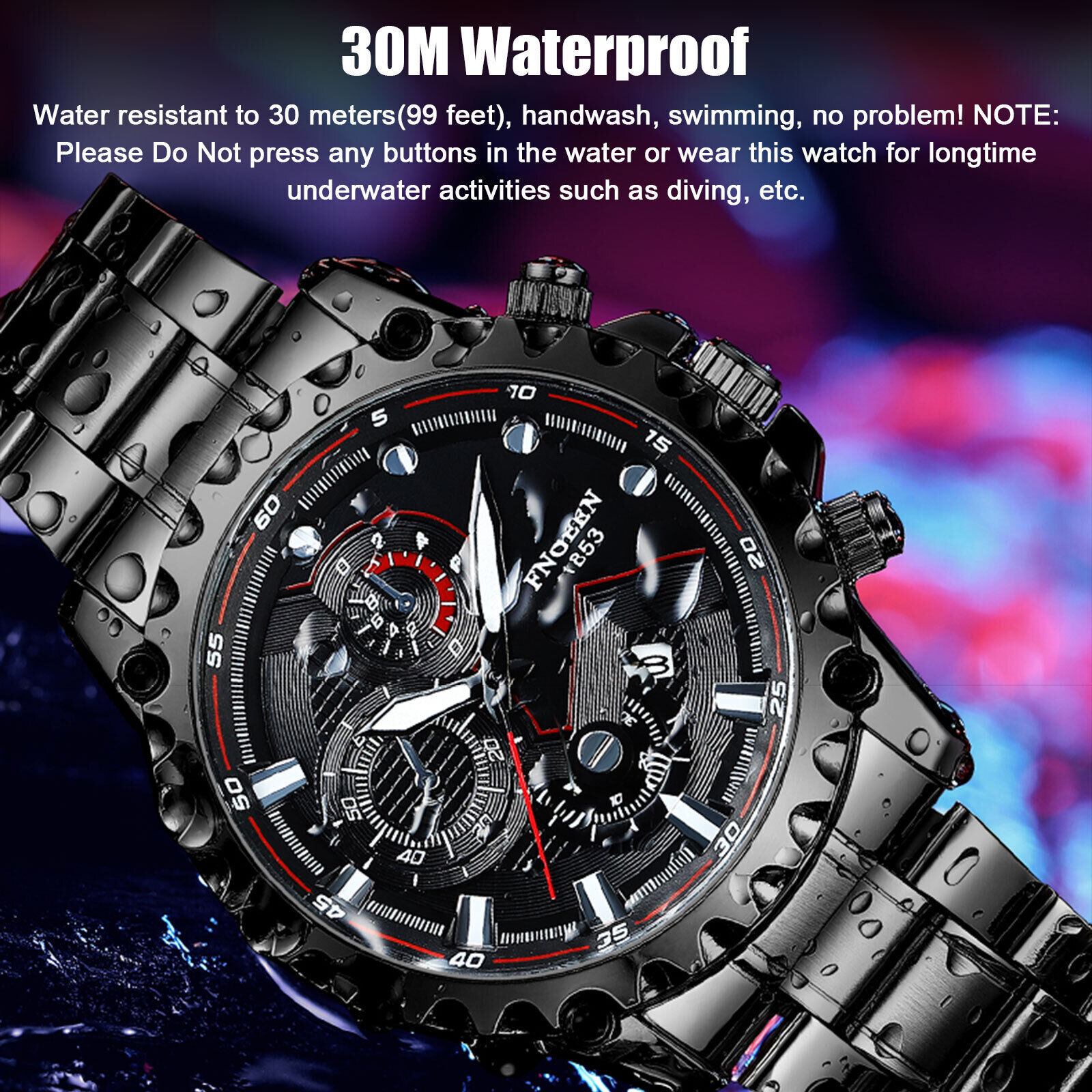 Men’s Watch Classic Stainless Steel Quartz Analog Business Waterproof Wristwatch