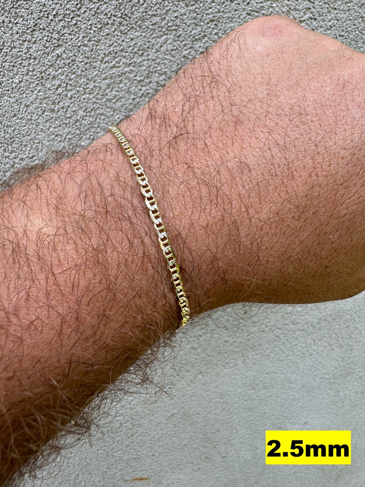 925 Sterling Silver 14k Gold Plated Two Tone Diamond Cut Mariner Link Bracelet