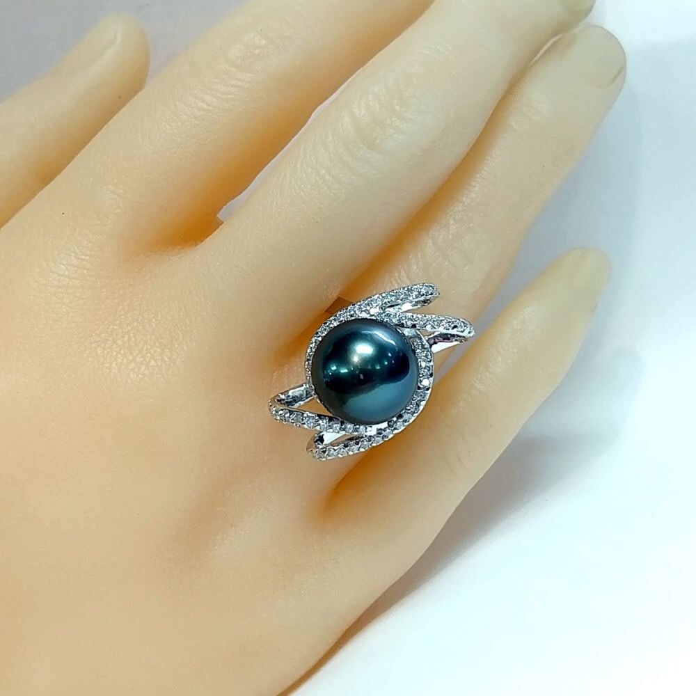 Guaranteed Authentic-Appraisal Inc:14k 13mm Tahitian Pearl .63 Ct Diamond Ring