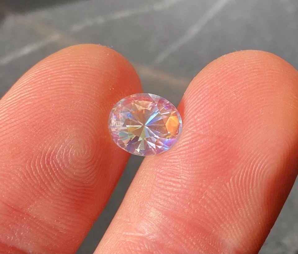 Oval Cut Natural Rainbow Color Moonstone 5 Carat Certified Loose Gemstone