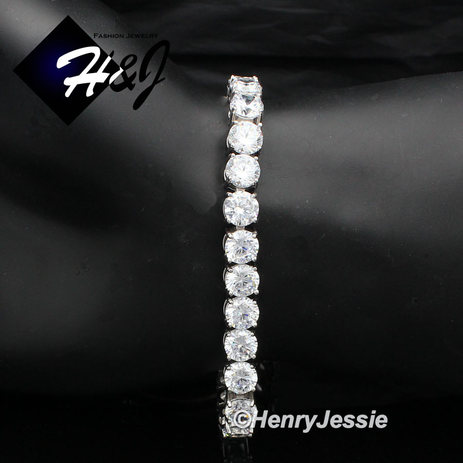 7-8.5″MEN WOMEN 14K WHITE GOLD PLATED ICY BLING CZ 4MM 1 ROW TENNIS BRACELET*BB2