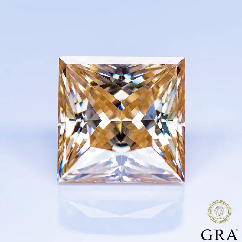 Princess Square Cut Moissanite Loose Stone Champagne VVS1 GRA Lab-Created Gems