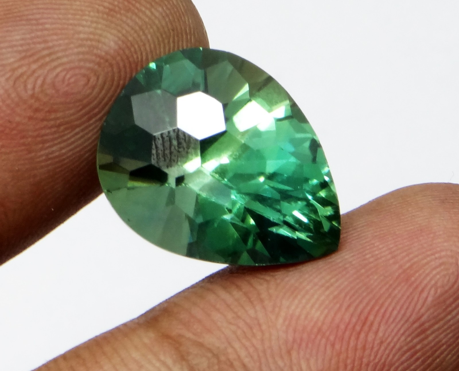 18.02 Ct Natural AAA+ Green Tourmaline Pear Cut Loose Gemstone Certified