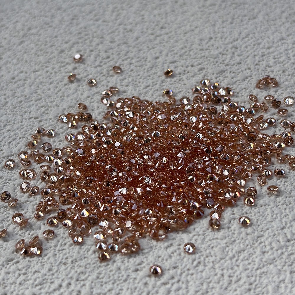 1000pcs 0.8mm~15mm Round Shaped Champagne Loose Zirconia for Ring DIY Crafting