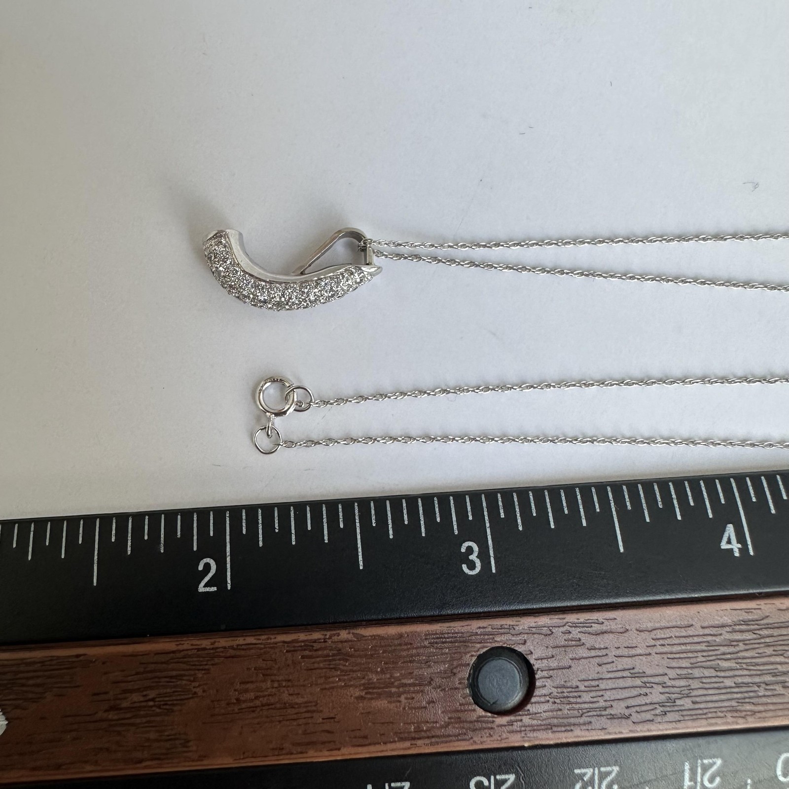 Diamond Horn Necklace 14K White Gold 0.56ctw Diamonds 18in New