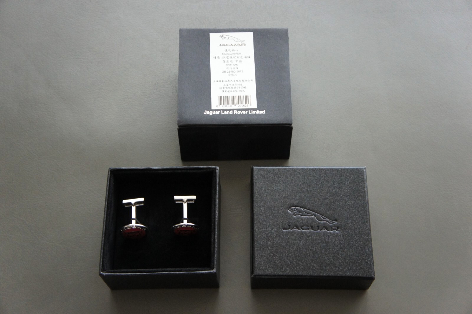 NIB Genuine & OEM Jaguar Classic Red Enamel Head Logo Cuff Links 50JACL275RDA